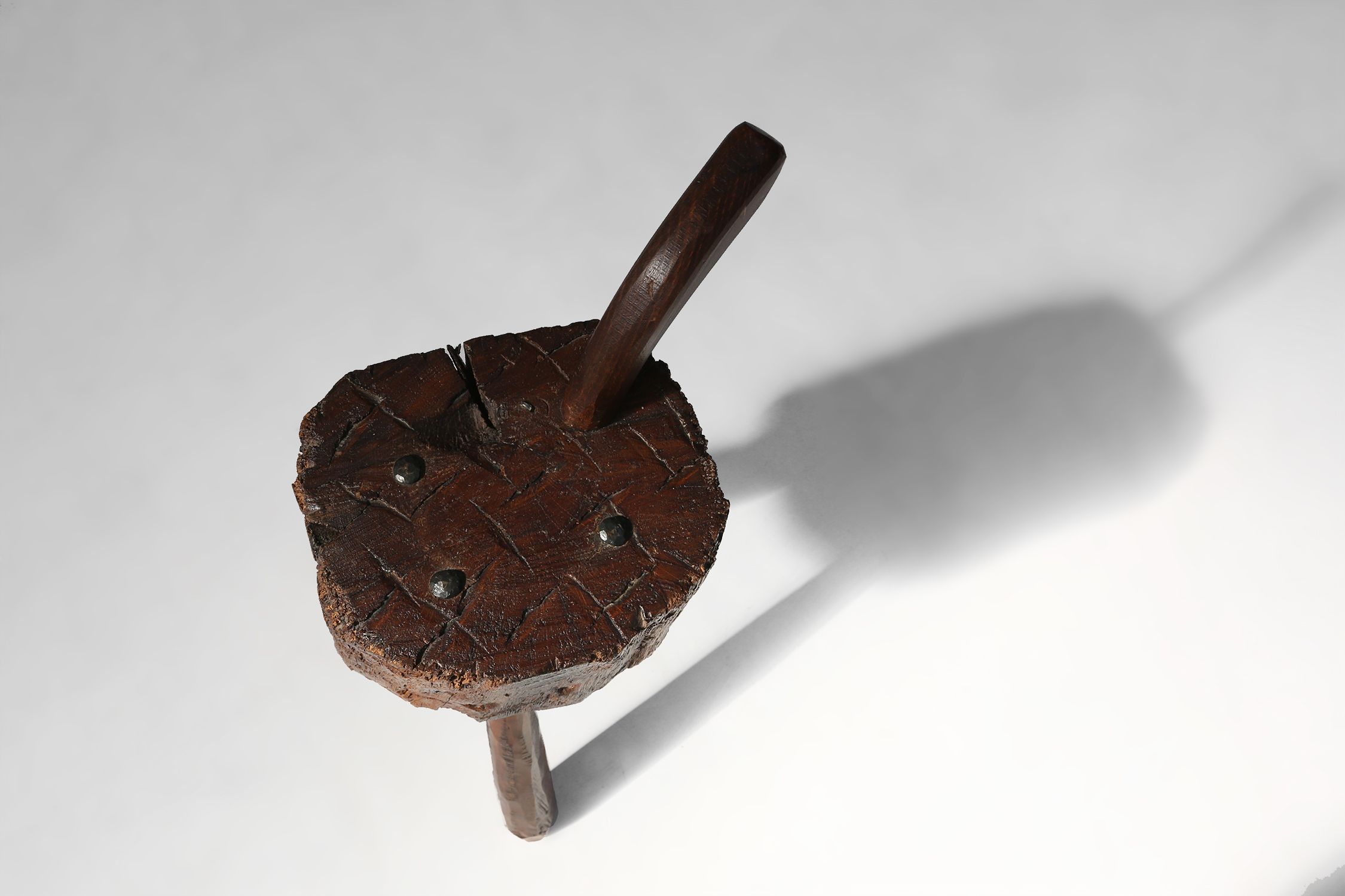 Rustic Handmade oak Stool, France, 19th Centurythumbnail